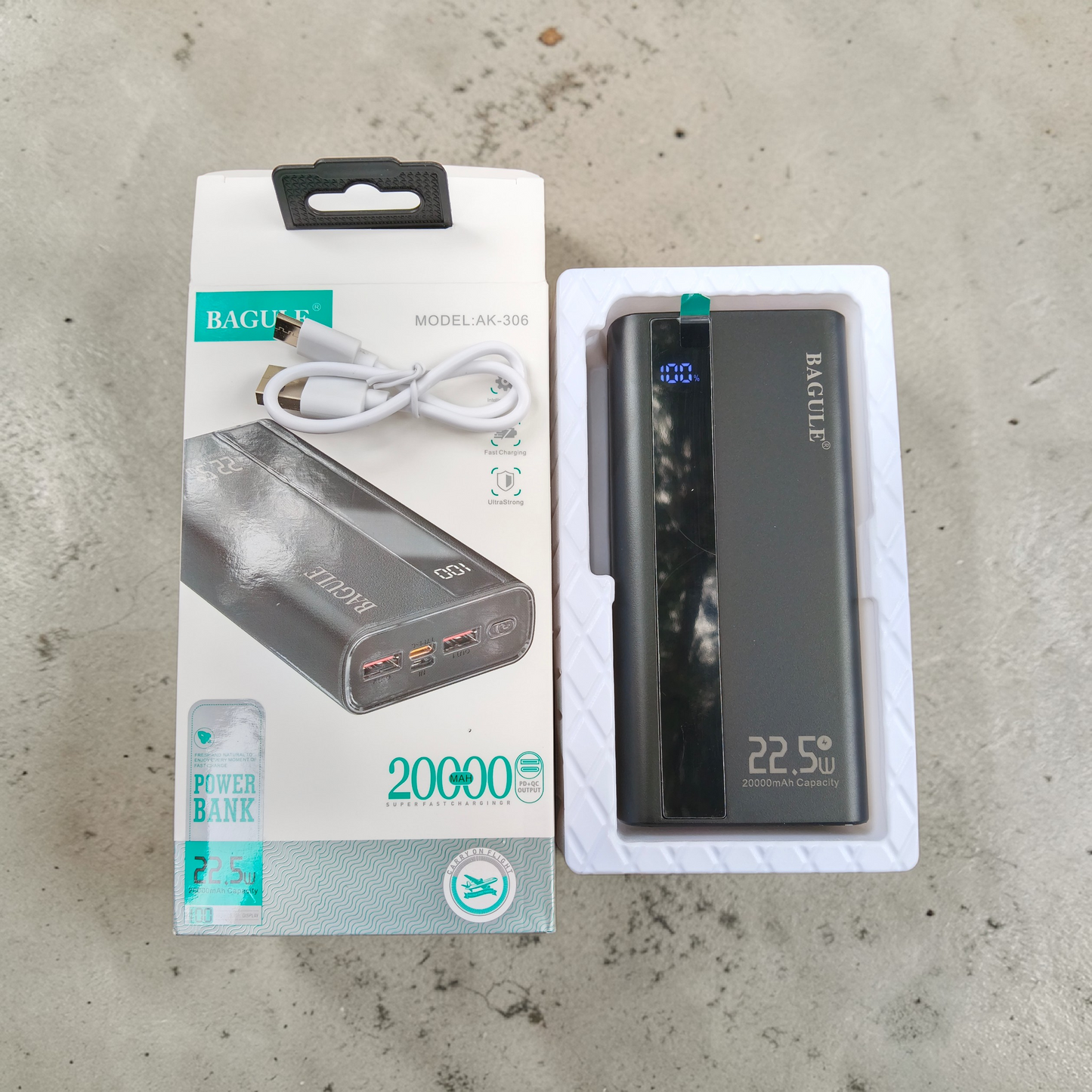 BAGULE 20000mAh Fast Charging Power Bank – 22.5W Dual USB Portable Charger with Digital Display