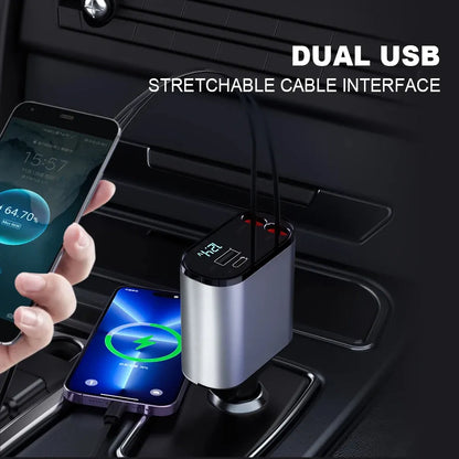 C6 4-In-1 Multi Functional Car Charger Fast Charging Durable Quality (Without Light)