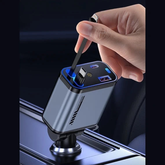 C6 4-In-1 Multi Functional Car Charger Fast Charging Durable Quality (Without Light)