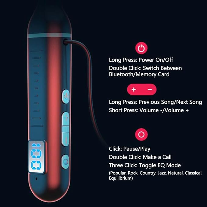 Wireless Neckband Bluetooth Headphones – 100H Playtime, Bluetooth 5.2 & LED Battery Display