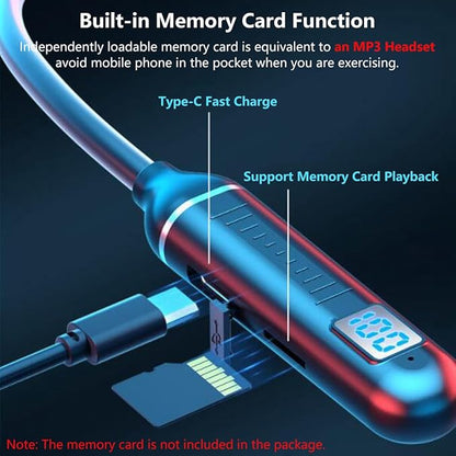 Wireless Neckband Bluetooth Headphones – 100H Playtime, Bluetooth 5.2 & LED Battery Display