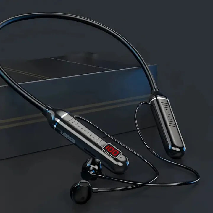 Wireless Neckband Bluetooth Headphones – 100H Playtime, Bluetooth 5.2 & LED Battery Display